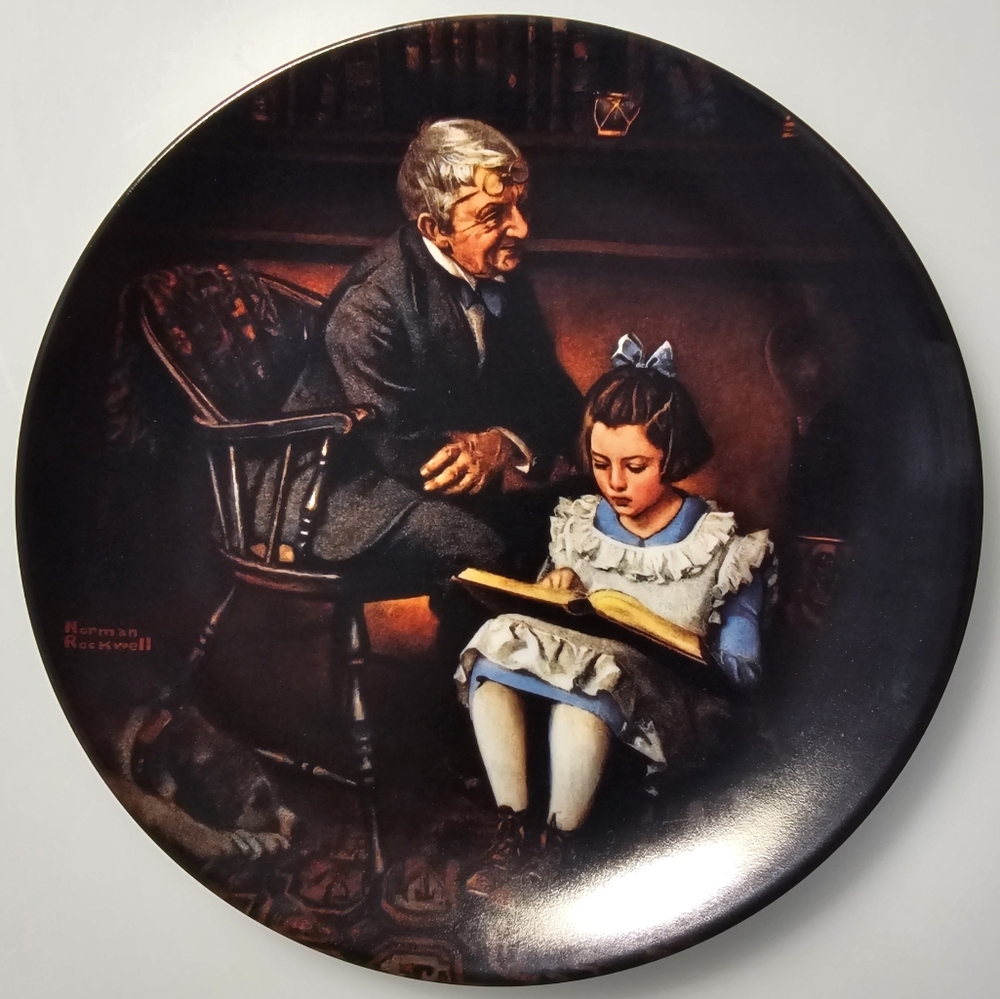 Edwin M. Knowles Plate x Norman Rockwell Painting The Young Scholar Plate